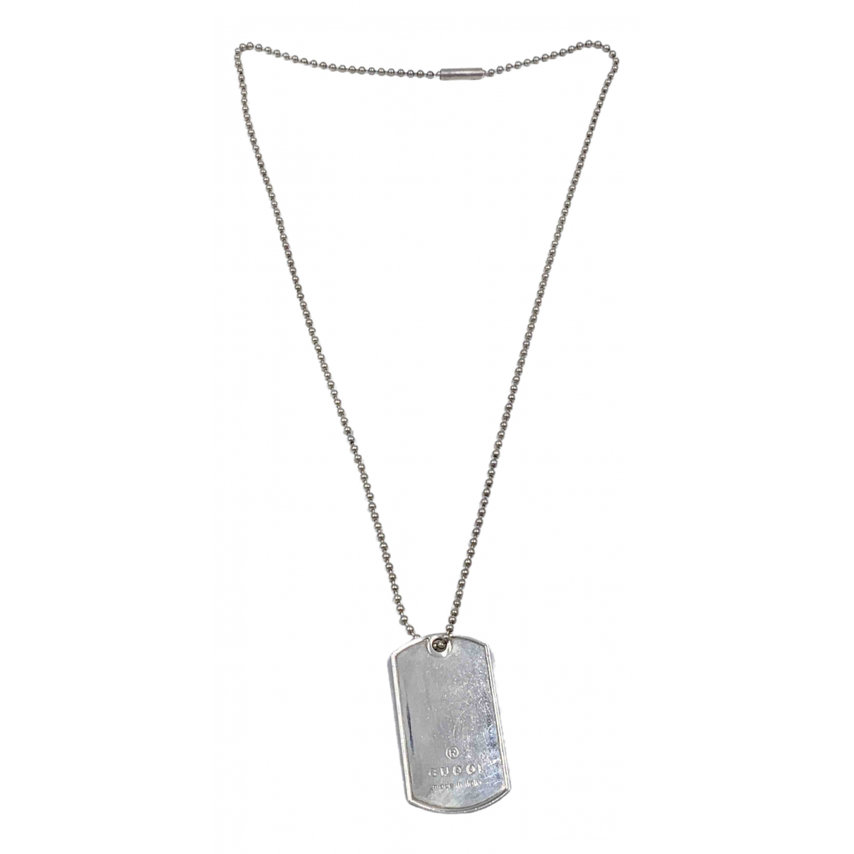 Dog tag silver necklace Gucci Silver in 